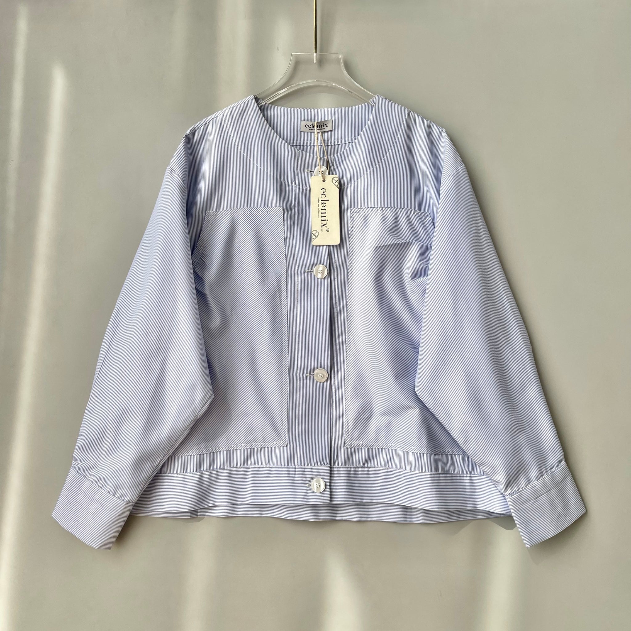 Image of Eclemix Top Alexa Skipper Shirt | Atasan Wanita Kemeja Motif Stripes Salur